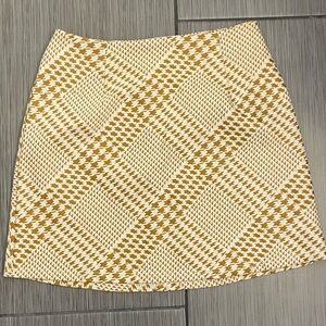 Altar'd State Mini Skirt Geometric Mustard Brown White Size Medium